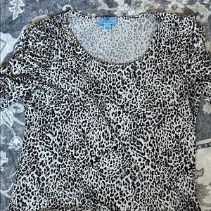 CeCe Black and White Leopard Print Blouse